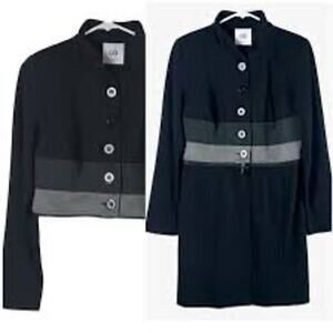 Cabi Convertible Jacket Top Cropped Long Sleeve Osaka Nights Black Gray, Size S